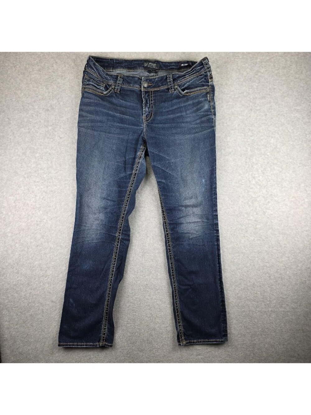 Silver Jeans Suki Womens 16 Plus Blue Mid Rise Straight Stretch Denim Jeans